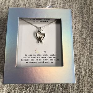 NIB fine silver plated silver/gold 18” heart necklace